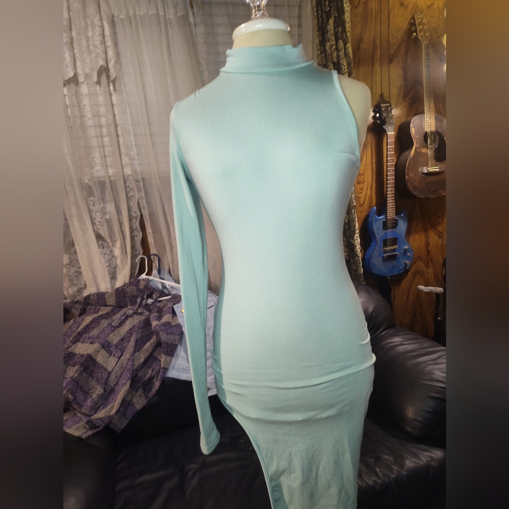 Blue Asymmetrical Bodycon Dress size medium